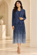 Navy Fringe Blazer Dress